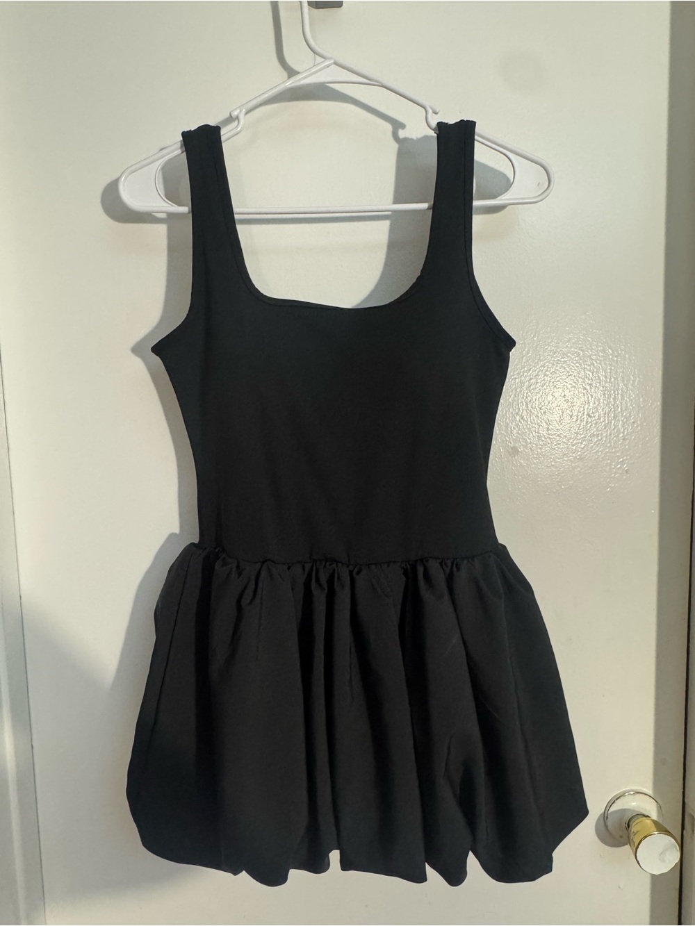 Black Sleeveless Scoop Neck Bubble Dress w/ built in shorts
